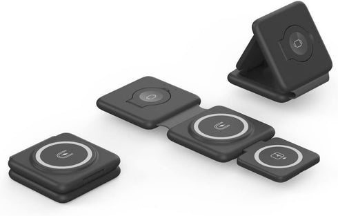 Wireless Charging Station 3 in 1 - Foldable Magnetic 15W Travel Multiple Devices Fast Charger for iPhone 15/14/13/12
