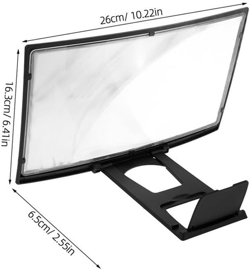 Svenirven 12'' 3D Curved Screen Magnifier, HD Mobile Video Movie Smartphone Screen Amplifier Projector Cell phne Stand