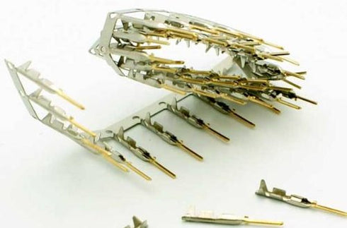 5 Sets Crimp Type DB9 Male + Plastic Hoods + Pins Set, D-Sub 9P Male Crimp Connector Kit