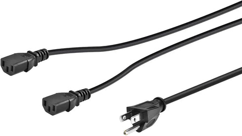 Monoprice Power Cord Splitter | NEMA 5-15P to 2X IEC 60320 C13, 10 Amp, 6 Feet, Black