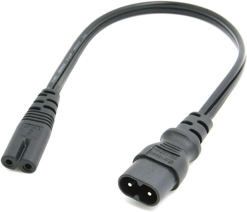 cablecc IEC 60320 C8 Plug to C7 Receptacle Male to Female Extension Power Supply Cable, 30cm