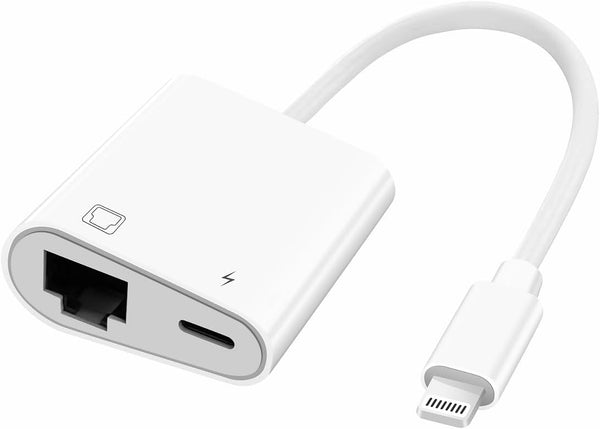 Lightning to Ethernet Adapter with Charging Port, RJ45 Ethernet LAN Network Adapter for iPhone/iPad/iPod Supports