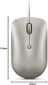 Lenovo 540 USB-C Wired Computer Mouse for PC, Laptop, Ambidextrous Design, Compact Size - Sand