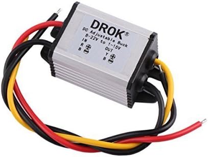 DROK Waterproof DC Buck Converter Voltage Regulator 8-22V to 3-15V, 5V, 12V, 3A Adjustable Output Power Supply