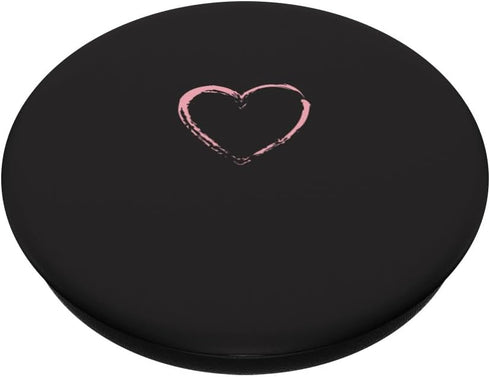 Pink Heart Black PopSockets Standard PopGrip
