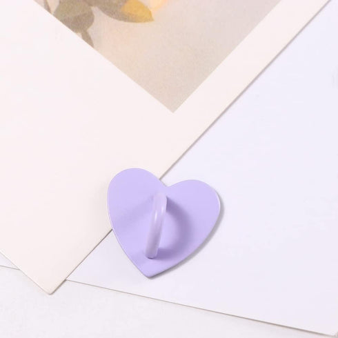 12PCS Cell Phone Finger Ring, Phone Clasps Hooks, Phone Finger Grip Heart Shaped Cell Phone Ring Holder, Adhesive Metal