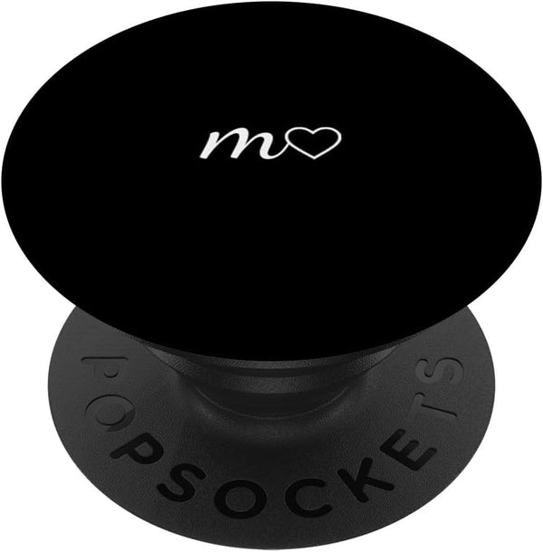 PopSockets Standard PopGrip White Initial Letter M Heart Minimalist Black