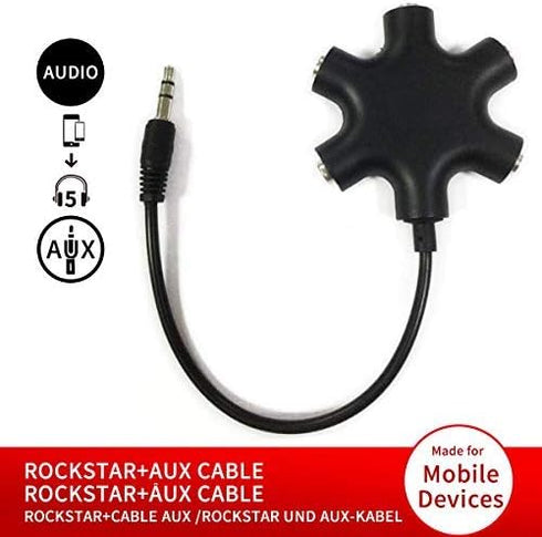Headphone Splitter - 5 Ports for 3.5mm Devices, 3.5mm Audio Stereo Splitter Cable for Earphone and Headset