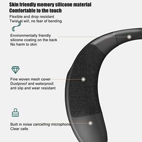 Diydeg 3D 5.3 18H IPX5 Open Ear Neckband Bluetooth Speaker, Stereo Sound Wearable Wireless Speaker with ENC Clear