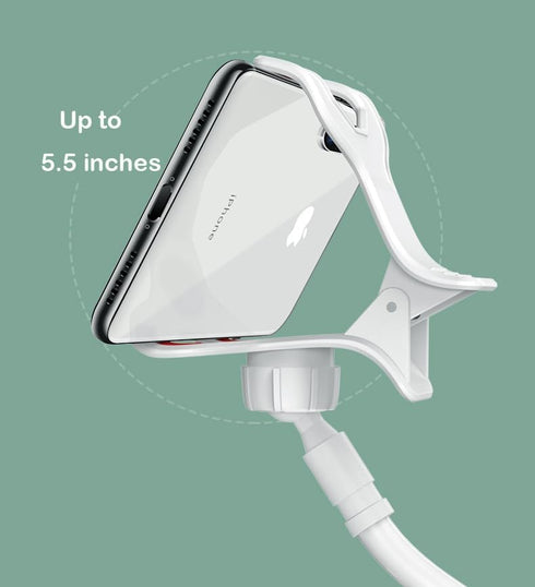 Gooseneck Phone Holder for Bed or Desk, Flexible Long Arm & Clamp, Headboard Phone Mount for iPhone or Mobile Phone
