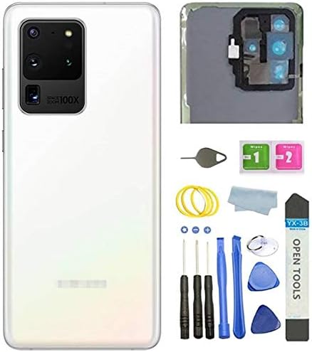 Demat Galaxy S20 Ultra Back Cover Glass Housing Door Replacement for Galaxy S20 Ultra 5G with Tools (White)