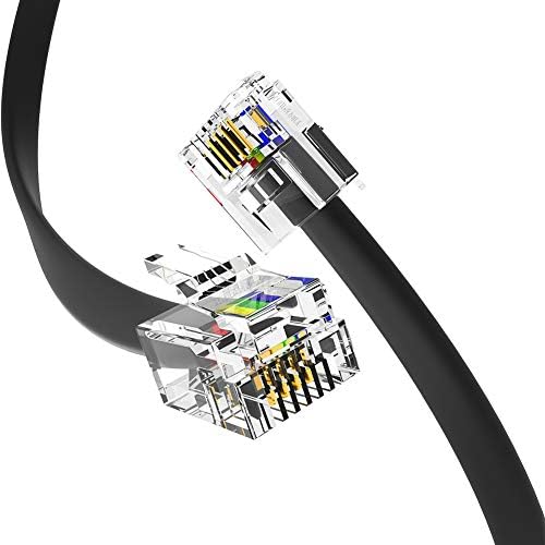 (2 Pack) 6 Inch Telephone Cord, Professional Grade, 6P4C Male RJ11 Plugs, Pure Copper Wire (Black)