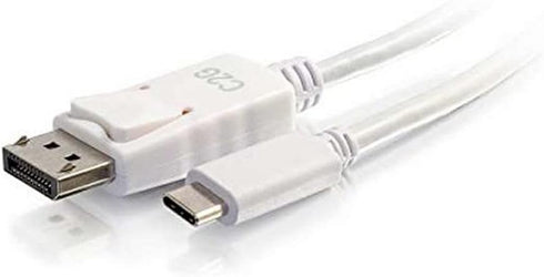 C2G USB Adapter, USB C to Display Port, 4K, 30Hz, White, 12 Feet (3.65 Meters)