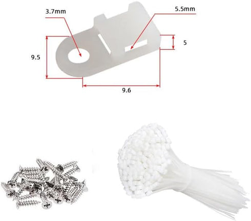 120 Set Cable Zip Tie Mounts Kit with 6" Zip Ties, White Cable Tie Base and Tapping Screw - Wire Cable Clips Organizer Holders Clamps. by Lhazemu