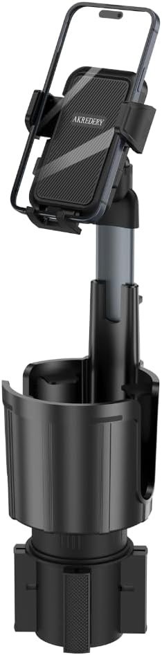 AKREDERY Car Phone Mount with Cup Holder Expander - Upgraded Anti-Shake 2-in-1 Cup