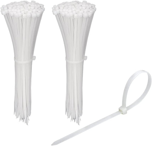 KOOWIN 200 Pack Bulk Small 6 inch Nylon Plastic Cable Zip Ties Wire Wraps in White