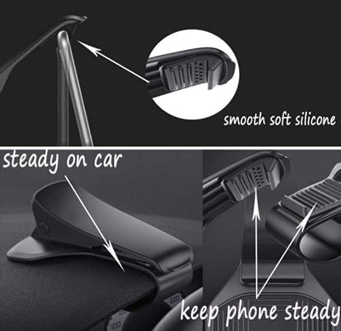Universal Car Dashboard Mount Holder Stand Clamp for Cell Phone GPS Navigation, Durable Clip-on Dash Phone Holder