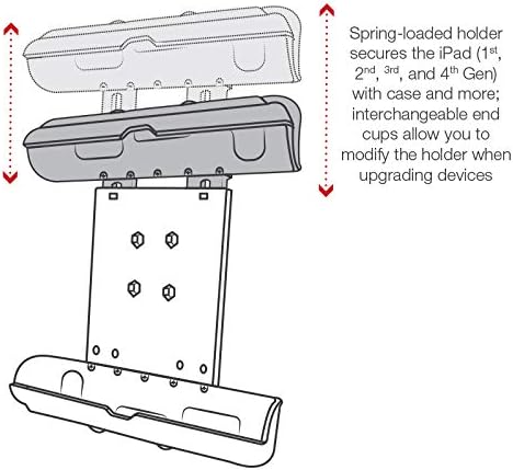 RAM Mounts RAM-HOL-TAB17U Tab-Tite Tablet Holder for Apple iPad Gen 1-4 with Case