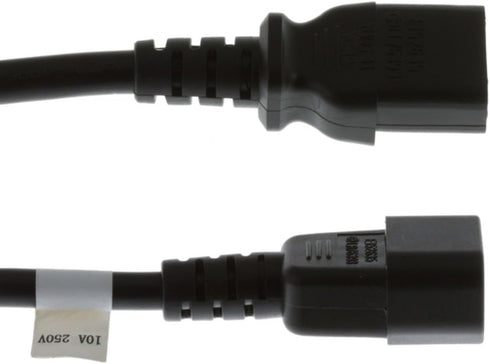 CablesAndKits 2ft C14 C13, 18 10A 250V AC Power Cord IEC to AWG, Computer Power Cable Extension for PC, Monitor