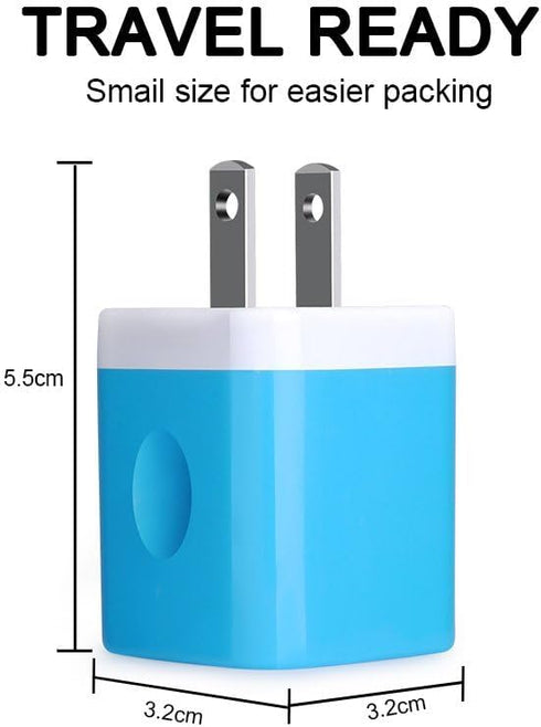 Charging Block, Wall Charger Sicodo 3-Pack Dual Port USB Home Travel Wall Charger Plug Compatible with iPhone 15, 14,