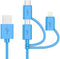 Apple MFI Certified 3-in-1 Cable (6FT) - Lightning, Type C, Micro USB for iPhone, iPad, Samsung Galaxy, Android & more.