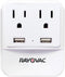 Rayovac Surge Protector with Night Light, 2 Outlet Power Strip & 2 USB-A Ports for Home, School, or Office