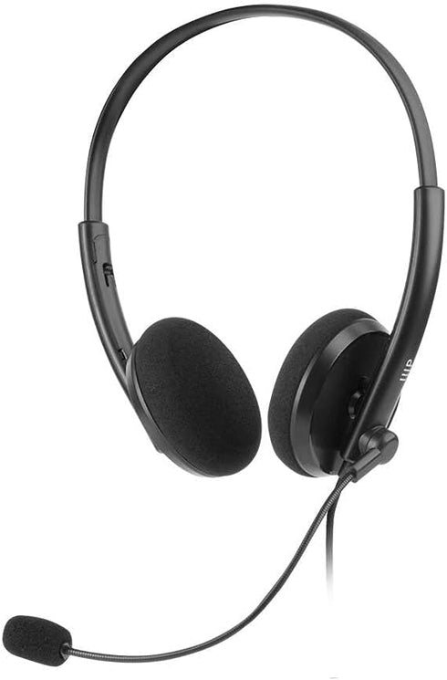 Monoprice WFH 3.5mm + USB Wired Back to Basics Web Meeting Headset - Lightweight, with Adjustable Mic and USB Inline Controller, for Virtual Meetings - Workstream Collection