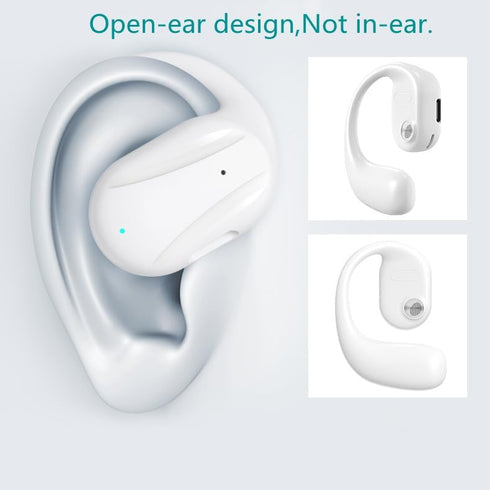 Single Open Ear Headphone, Wireless Bluetooth Earpiece for Powerful Sound, 16H Playtime, Waterproof Headset (Black)