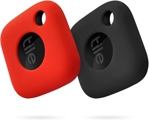 Geiomoo Silicone Case for Tile Mate 2024/2022, Soft Scratch Resistant Cover with Carabiner (2 Pack Black+Red)