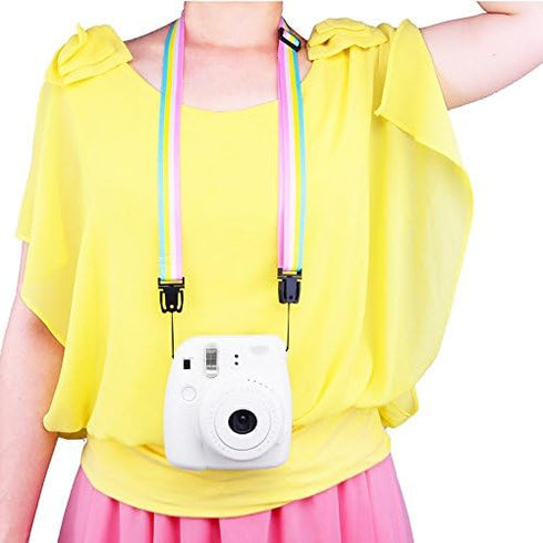 Sunmns Camera Neck Shoulder Strap for Instax Mini 12/11/9/8/90/70 Instant Film Camera, Rainbow
