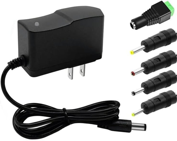 5V 2A 10W DC Power Supply Adapter, 100V-240V AC to DC 5 Volt with 5 Sizes Tips for Security Cameras