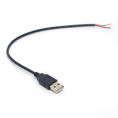 2PCS 22AWG Short USB Plug Pigtail 2 Wire Cable, 0.3M/1FT USB 2.0 Male Bare Wire Pigtail 2Pin Open End Extension Cables