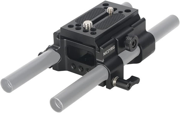 NICEYRIG Quick Release 15mm Rod Base Plate for Manfrotto 500/501/577/701, 2-in-1 Tripod Baseplate