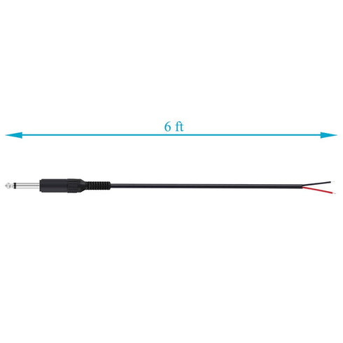 Fancasee 2 Pack 6 ft Replacement 6.35mm Male Plug to Bare Wire Open End TS 2 Pole Mono Audio Cable