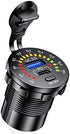 12/24V Socket Dual USB Type C PD 3.0 + USB A Fast Charger - Built-in Voltmeter for Car and Marine
