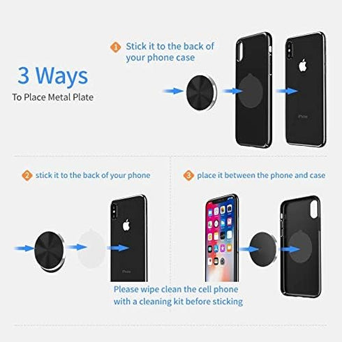 Cell Phone Metal Plates for Magnetic Car Mount, 4 Pack Replacement Set of Cute Gold Round Metal Discs for Magnetic