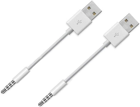 Amicable USB Date Cable for iPod Shuffle (2-Pack) - 3.5mm Jack to USB Charger & Sync Data Transfer for 3rd-7th Gen.