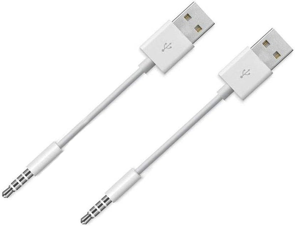 Amicable USB Date Cable for iPod Shuffle (2-Pack) - 3.5mm Jack to USB Charger & Sync Data Transfer for 3rd-7th Gen.