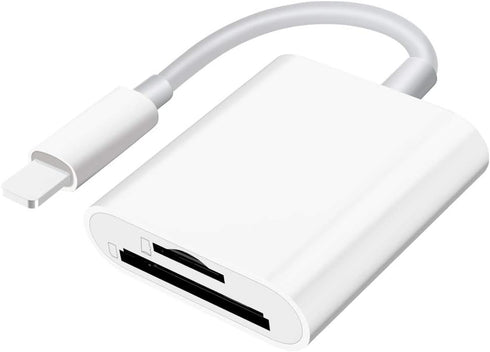 SD Card Reader for iPhone iPad Camera, Dual Card Slot Memory Card Reader Supports SD and TF Card, Portable Adapter
