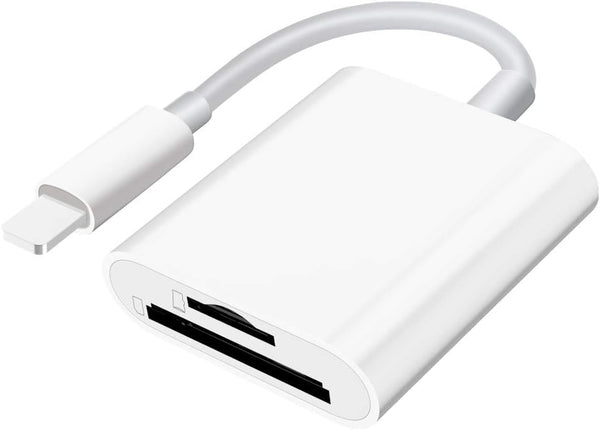 SD Card Reader for iPhone iPad Camera, Dual Card Slot Memory Card Reader Supports SD and TF Card, Portable Adapter