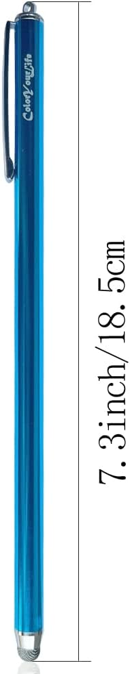 3-Pack 7.3’’ Fine Micro-Knit Mesh Tip Stylus Pens for Touch Screens, Extra Long with Cleaning Cloth (Purple, Blue, Sky