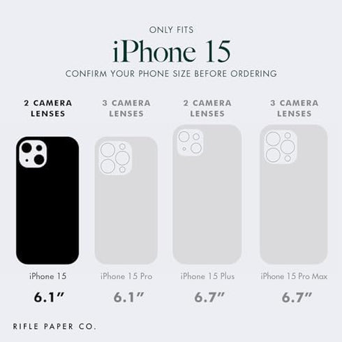 Rifle Paper Co. iPhone 15 Case, Compatible with MagSafe, 12ft Drop Protection, Floral Pattern, Anti-Scratch Shockproof