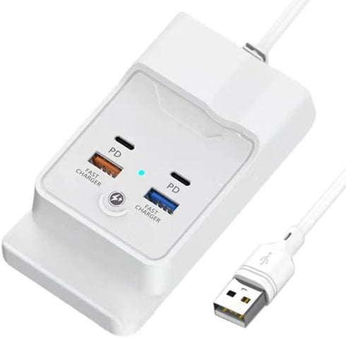 Charging Stand for iPhone 15 Pro, USB Hub 4Port 5FT with Phone Holder, Compatible with iPhone 15/14/13/12/11