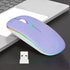 Wireless Bluetooth Mouse, LED Dual Mode Rechargeable Slim Silent Mouse, Portable (BT5.2+USB Receiver) for Laptop,