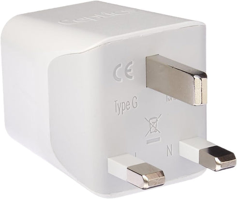 Ceptics UK Travel Adapter Plug - Type G with 2 USB + USA Socket Input - Ultra Compact & Safe Grounded for Cell Phones,
