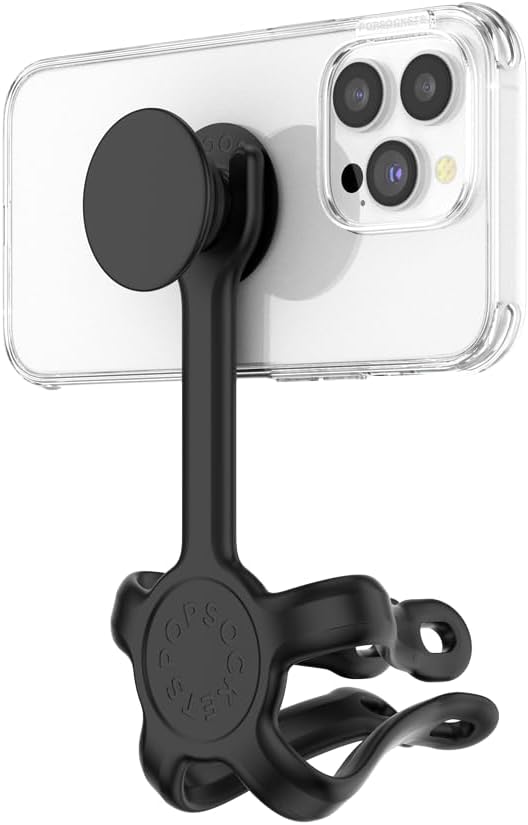 PopSockets Flexible Phone Mount & Stand, Universal Device Mount - Black Small