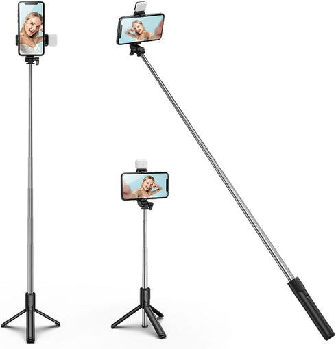 Tianle Selfie Stick Tripod with Fill Light, Extendable Selfie Stick Tripod with Wireless