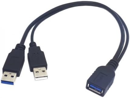 chenyang USB 3.0 Female to Dual USB Male Extra Power Data Y Extension Cable for 2.5" Mobile Hard Disk.