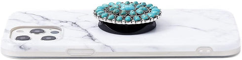 Turquoise Western Phone Grip, Teal Marble Stone Phone Holder UYH6