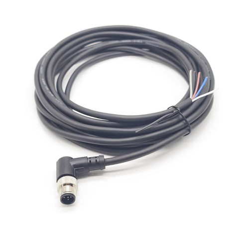 M12 5Pin Male Connector Cable, A Code Right Angle Molding Aviation Sensor Electrical PVC Cable 5Meter